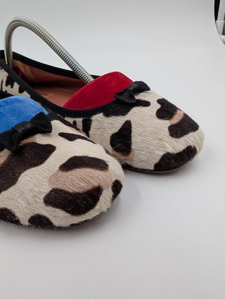 Printed Pony Skin Pumps With Bow Detail