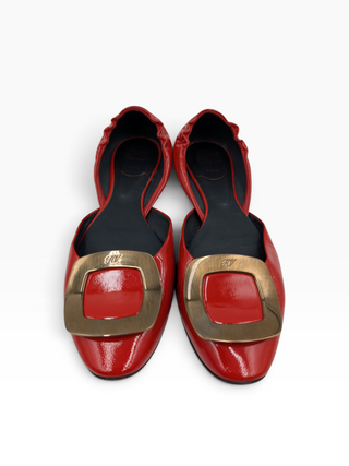 Red Patent Leather Chips Ballet Flats