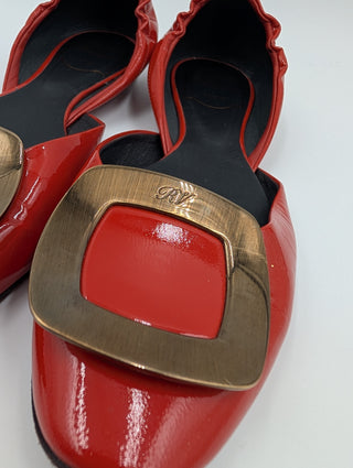 Red Patent Leather Chips Ballet Flats