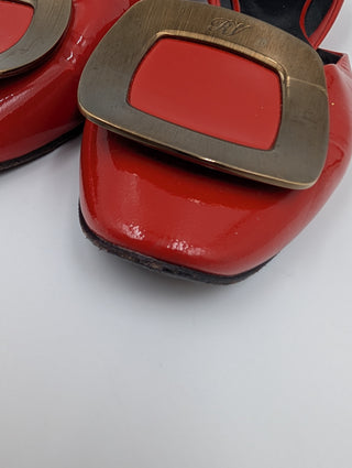 Red Patent Leather Chips Ballet Flats