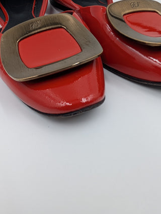 Red Patent Leather Chips Ballet Flats