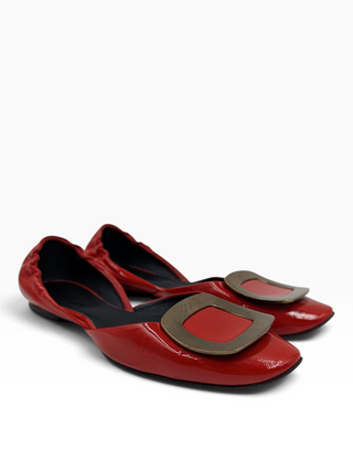 Red Patent Leather Chips Ballet Flats