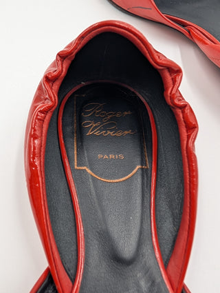 Red Patent Leather Chips Ballet Flats
