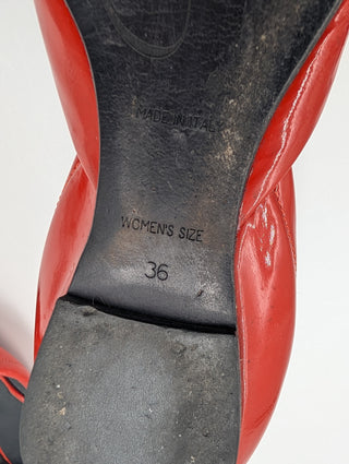 Red Patent Leather Chips Ballet Flats