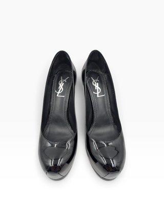 Black Tribtoo Patent Leather Platform Pumps