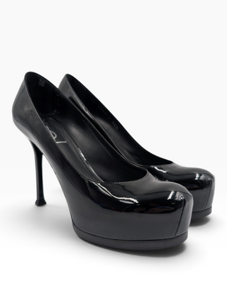 Black Tribtoo Patent Leather Platform Pumps