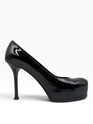 Black Tribtoo Patent Leather Platform Pumps