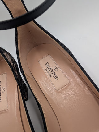 Black Tango Lace Heels With Ankle Strap