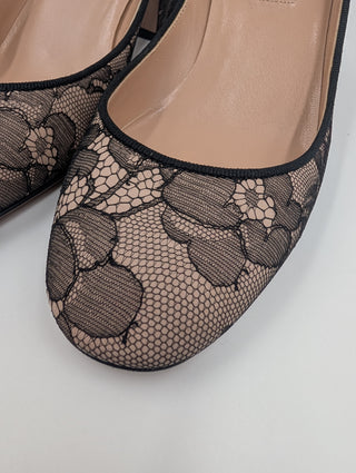 Black Tango Lace Heels With Ankle Strap