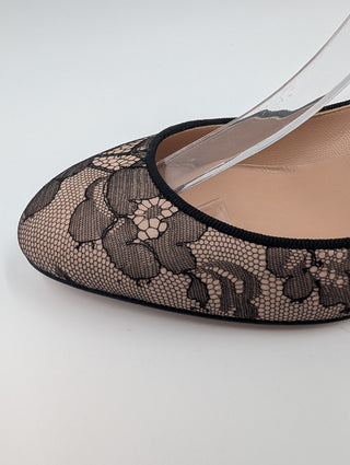 Black Tango Lace Heels With Ankle Strap