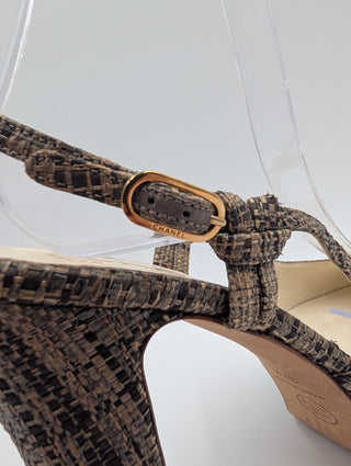 Brown Tweed 2010 Interlocking Cc Logo Slingback Pumps