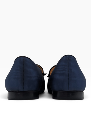 Navy Slip On Loafers With Bowtie Detail