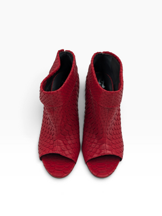 Red Python Peep Toe Booties