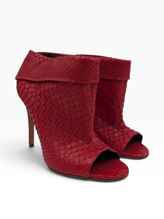 Red Python Peep Toe Booties