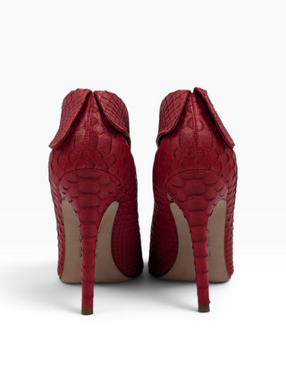 Red Python Peep Toe Booties