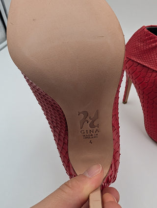 Red Python Peep Toe Booties
