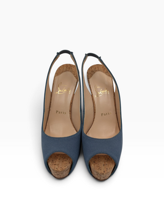 Blue Canvas No Prive Slingback Pumps