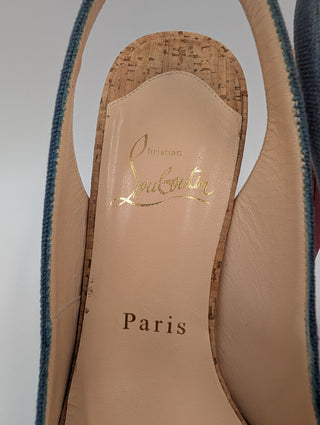Blue Canvas No Prive Slingback Pumps