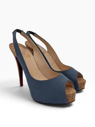 Blue Canvas No Prive Slingback Pumps