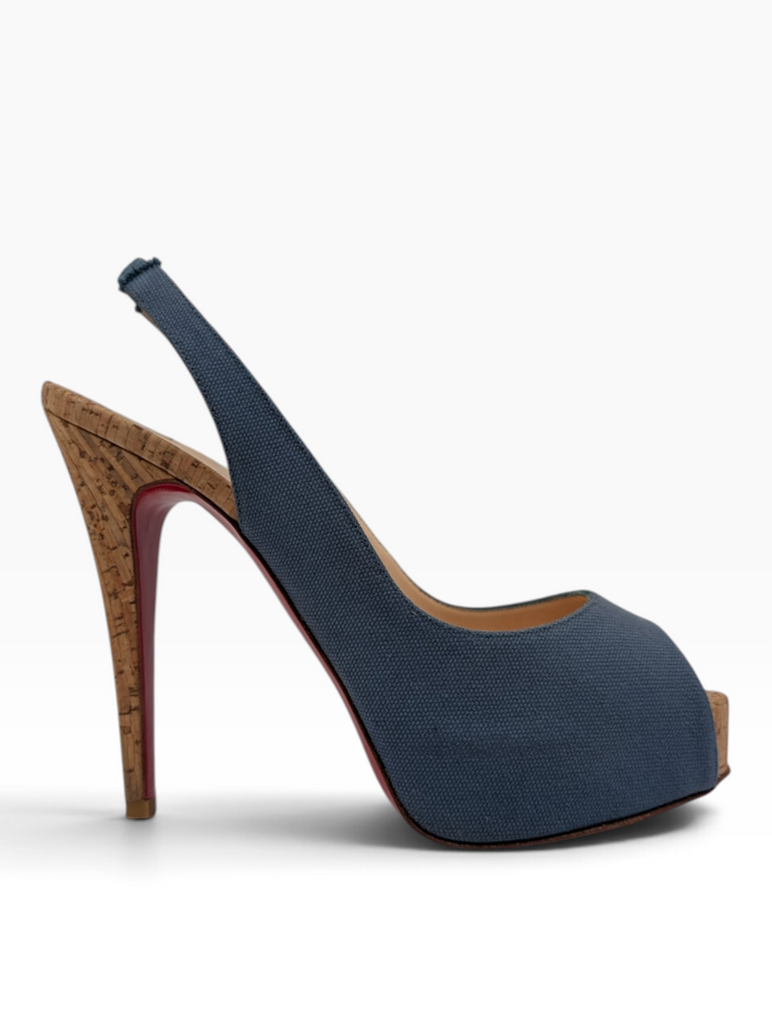 Blue Canvas No Prive Slingback Pumps