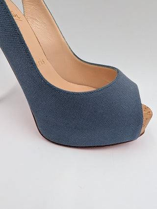 Blue Canvas No Prive Slingback Pumps