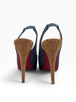 Blue Canvas No Prive Slingback Pumps