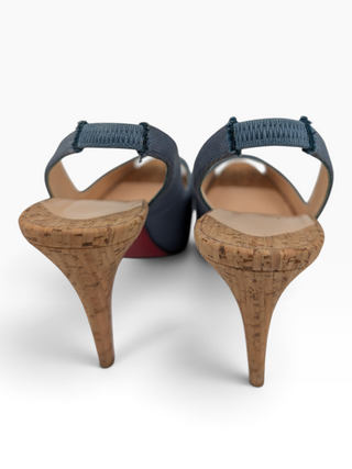 Blue Canvas No Prive Slingback Pumps