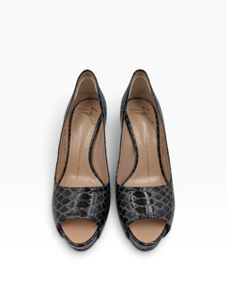 Black Python Platform Heels
