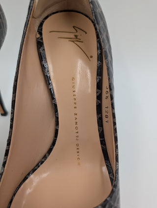 Black Python Platform Heels