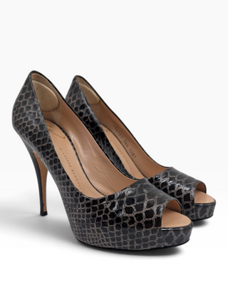 Black Python Platform Heels