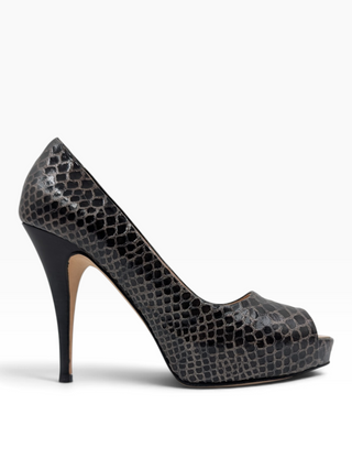 Black Python Platform Heels