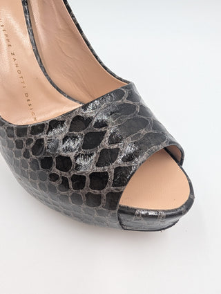 Black Python Platform Heels