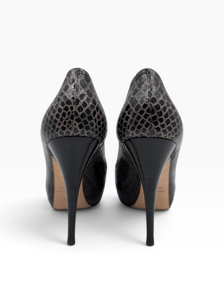 Black Python Platform Heels