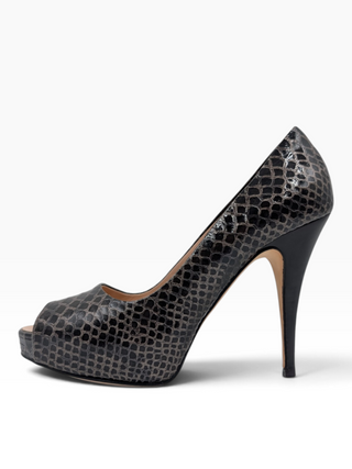 Black Python Platform Heels