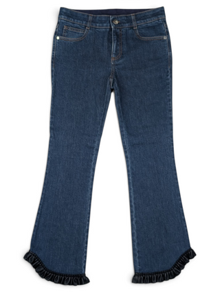 Slim Fit Blue Denim Jeans With Black Cuff Hem