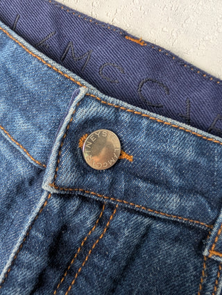 Slim Fit Blue Denim Jeans With Black Cuff Hem