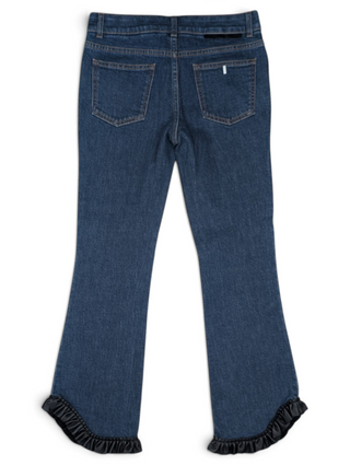 Slim Fit Blue Denim Jeans With Black Cuff Hem