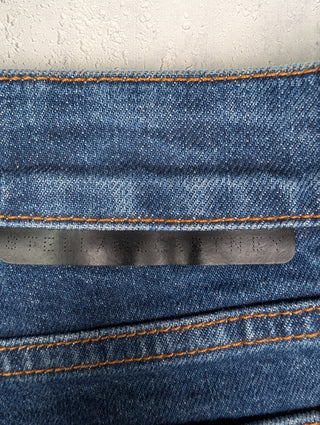 Slim Fit Blue Denim Jeans With Black Cuff Hem