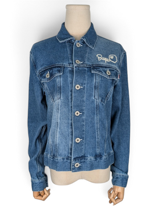 Blue Denim Jacket With Brand Logo At The Back