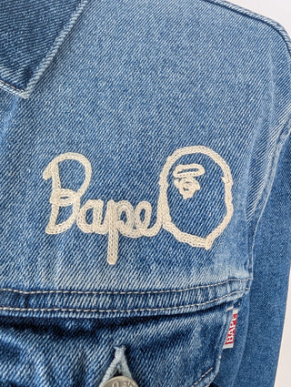 Blue Denim Jacket With Brand Logo At The Back