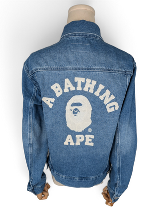 Blue Denim Jacket With Brand Logo At The Back