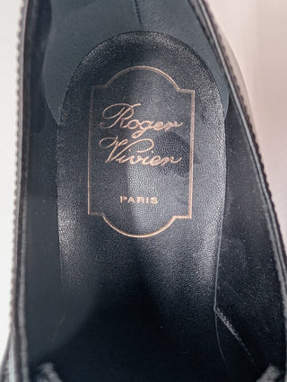 Black Leather Slip On Loafers With Crystal Buckle And Zipper Detail
