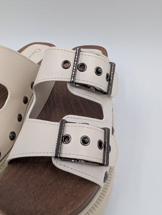 Ivory Leather Diorquake Slide Flats