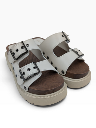 Ivory Leather Diorquake Slide Flats