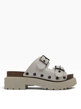 Ivory Leather Diorquake Slide Flats