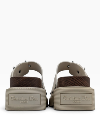 Ivory Leather Diorquake Slide Flats