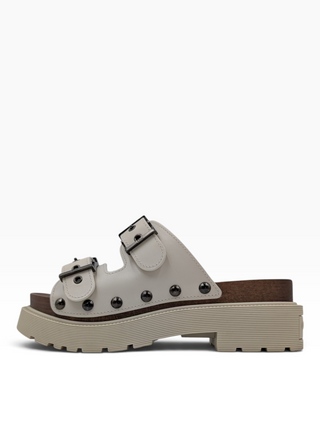 Ivory Leather Diorquake Slide Flats