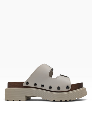 Ivory Leather Diorquake Slide Flats