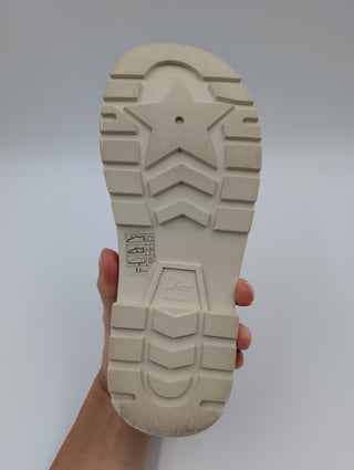 Ivory Leather Diorquake Slide Flats