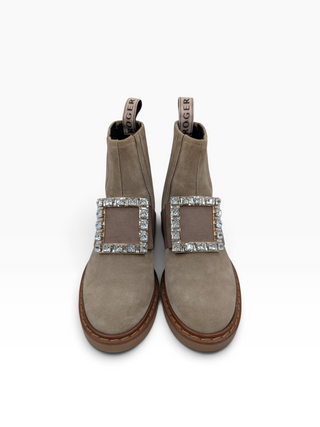 Beige Suede Leather Viv' Rangers Boots
